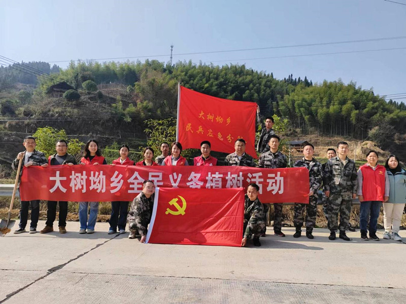 大树坳乡人武部开展新春植树活动