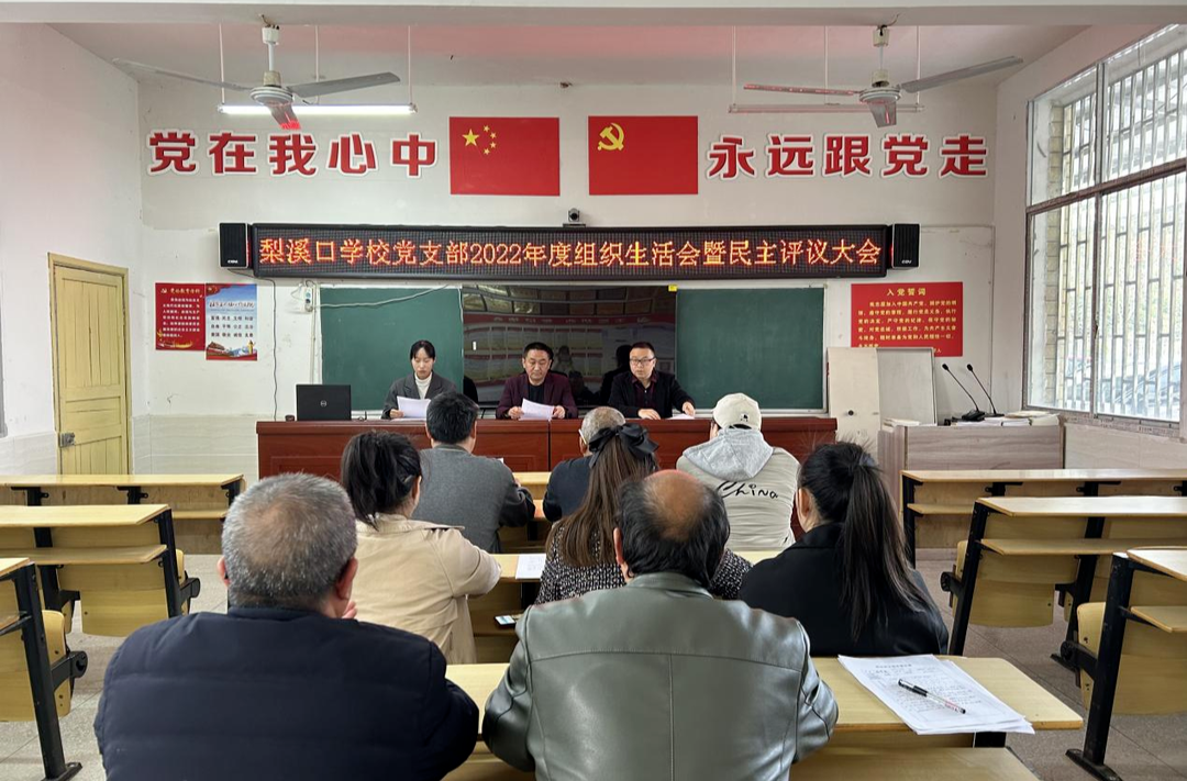 梨溪口学校党支部召开组织生活暨民主评议大会