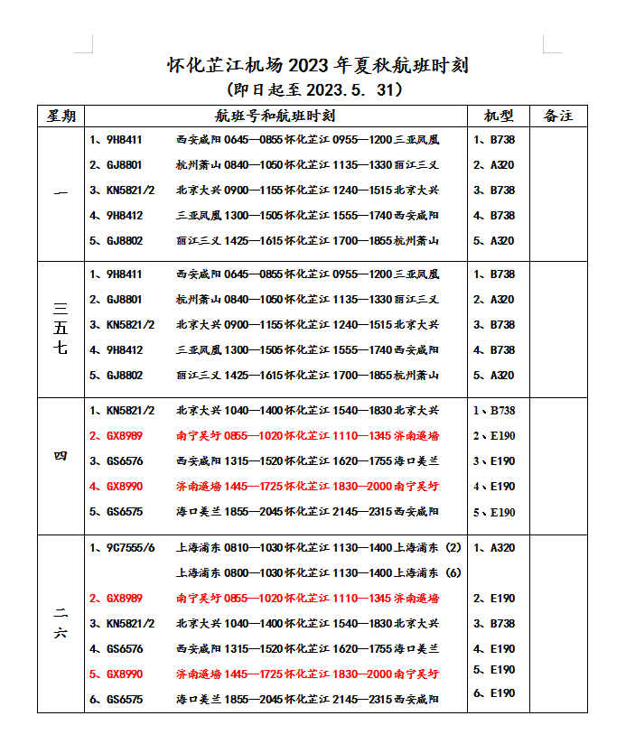 有新变化！怀化机场夏秋航季自今日起调整