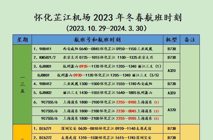 有变化！怀化芷江机场10月29日起将执行冬春季航班时刻表