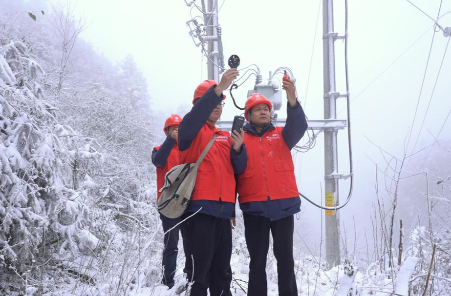 国网芷江供电公司冒雪巡视保供电