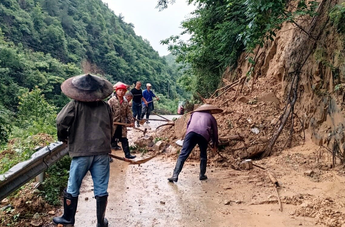 大树坳乡干群合力抢通村组道路