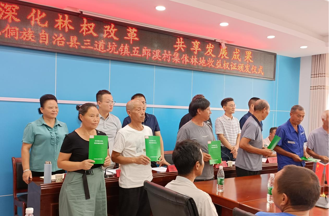 芷江颁发怀化市首本《集体林地收益权证》