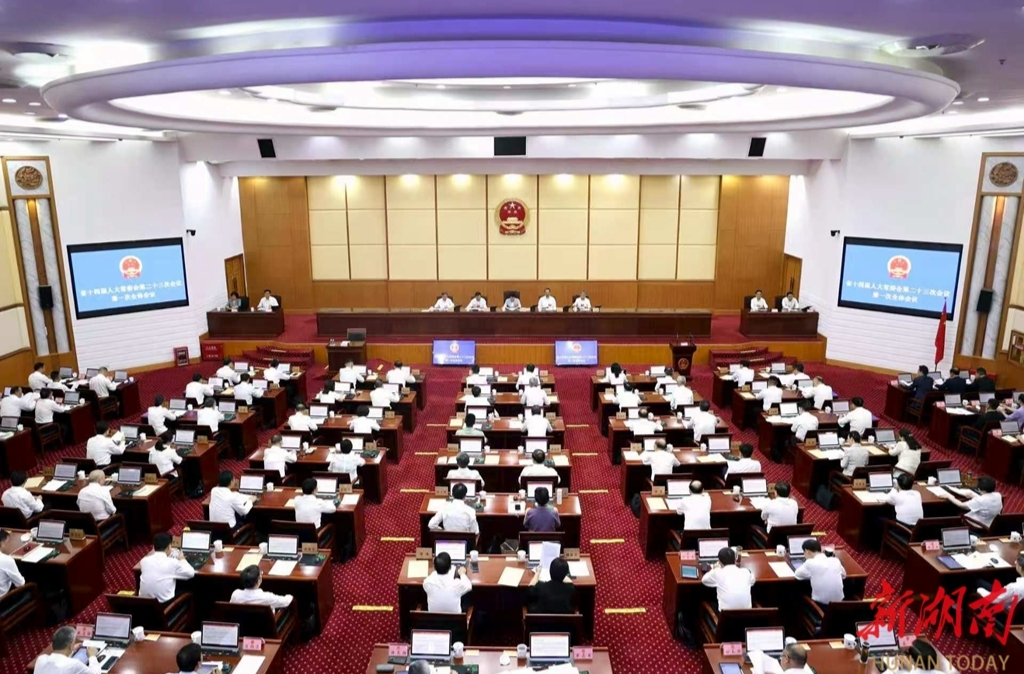 湖南省十四届人大常委会举行第二十三次会议，毛伟明作有关人事议案的说明